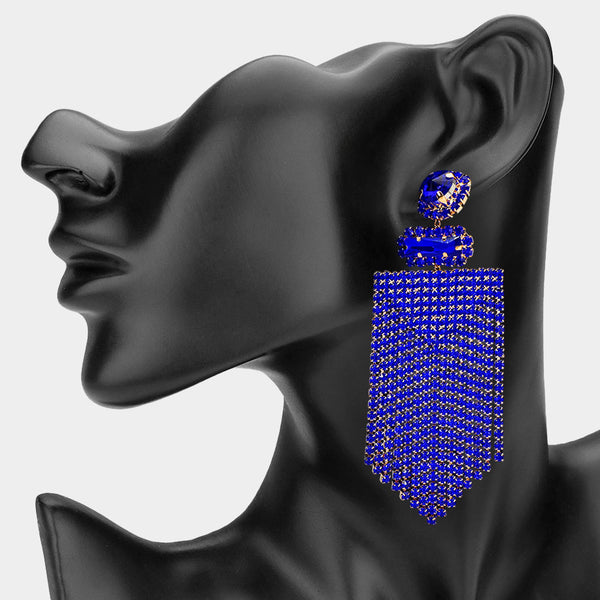 Annalise - Rhinestone Fringe Tassel Statement Earrings