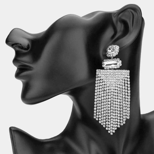 Annalise - Rhinestone Fringe Tassel Statement Earrings