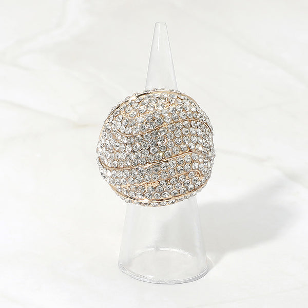Cora - Rhinestone Pave Dome Stretchable Statement Ring