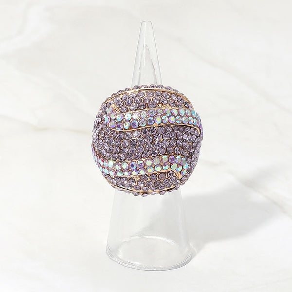 Cora - Rhinestone Pave Dome Stretchable Statement Ring