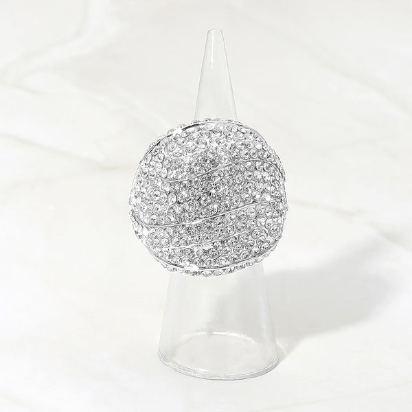Cora - Rhinestone Pave Dome Stretchable Statement Ring