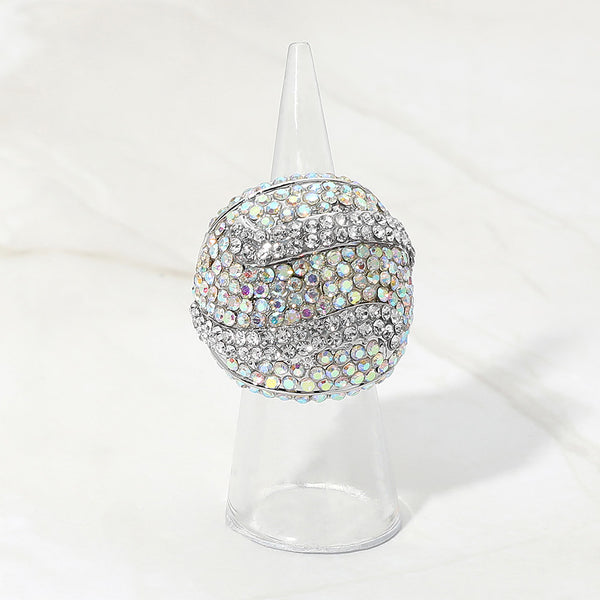 Cora - Rhinestone Pave Dome Stretchable Statement Ring