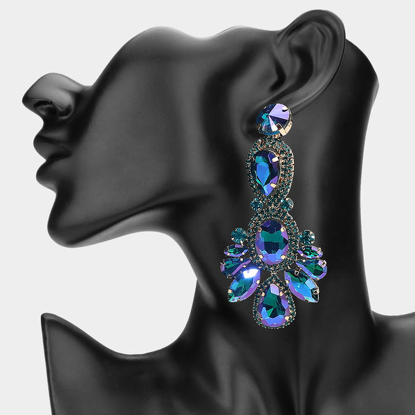 Winslet - Rhinestone Pave Drop Statement Earrings