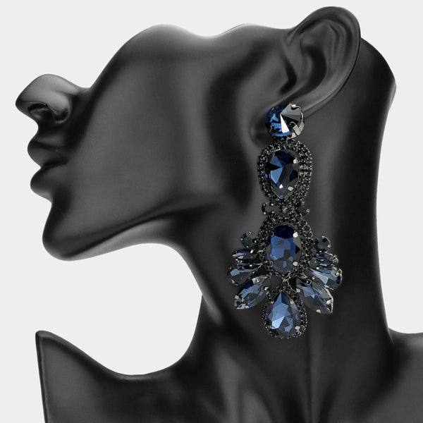 Winslet - Rhinestone Pave Drop Statement Earrings