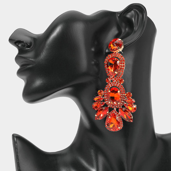 Winslet - Rhinestone Pave Drop Statement Earrings