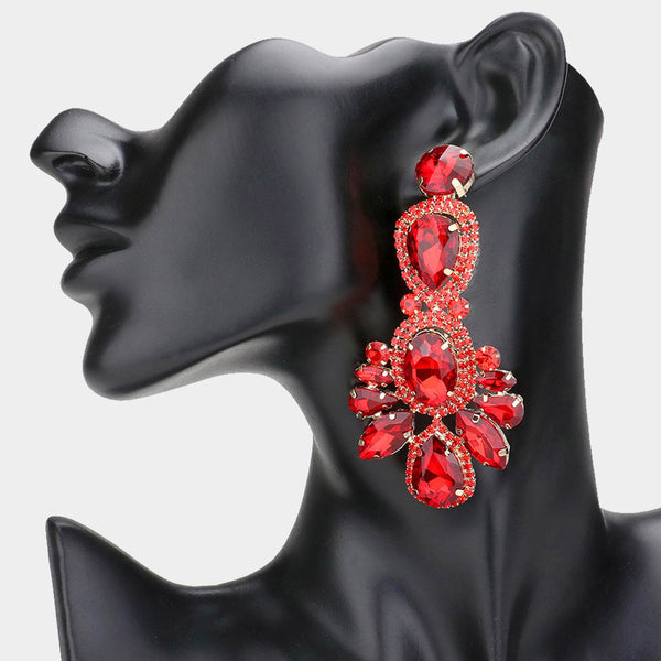 Winslet - Rhinestone Pave Drop Statement Earrings