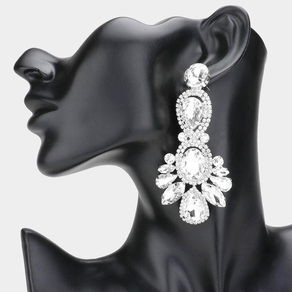 Winslet - Rhinestone Pave Drop Statement Earrings