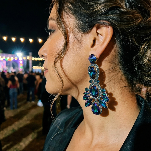 Winslet - Rhinestone Pave Drop Statement Earrings