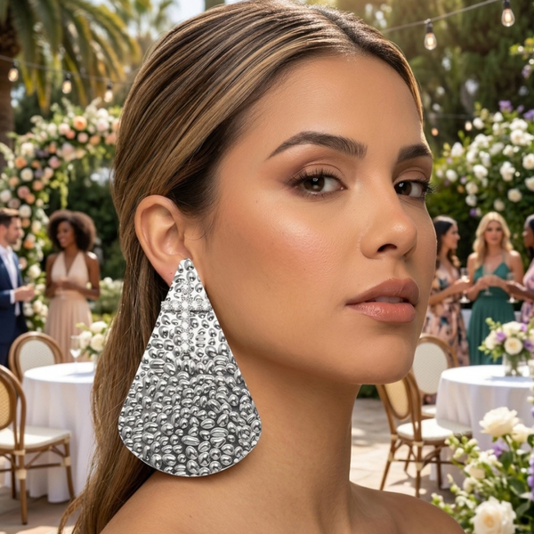 Portia  - Rhinestone Cross Oversized Teardrop Statement Earrings