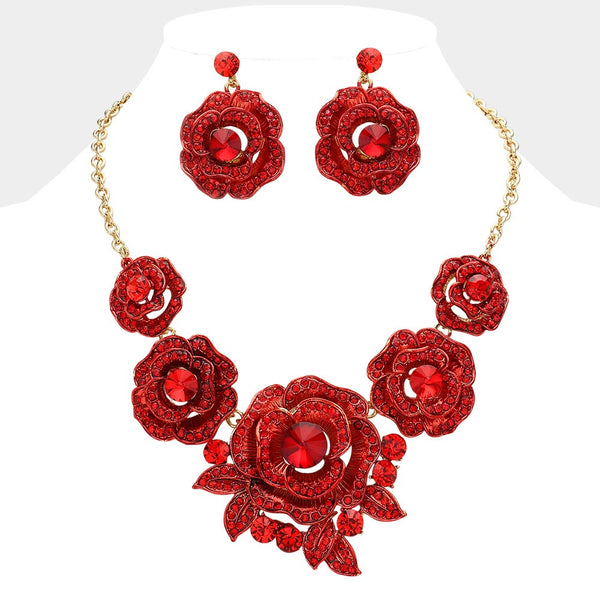 Milana - Rose Embellished Statement Necklace set