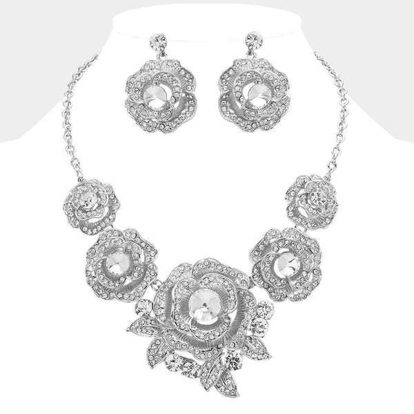 Milana - Rose Embellished Statement Necklace set