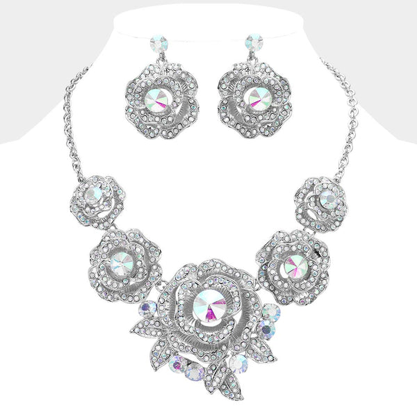 Milana - Rose Embellished Statement Necklace set