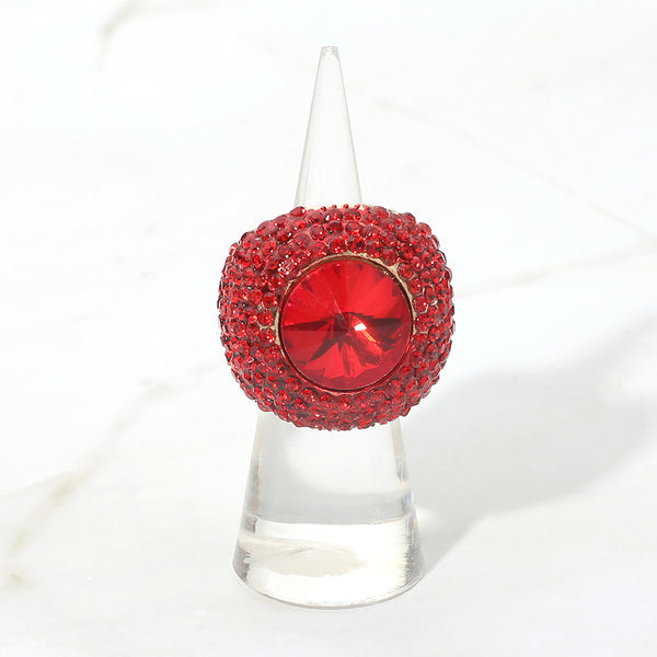 Maya - Centered Stone Pave Dome Stretchable Ring