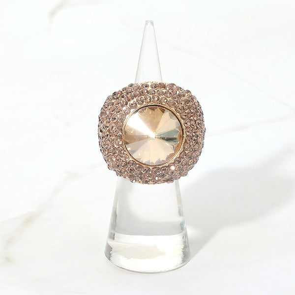 Maya - Centered Stone Pave Dome Stretchable Ring