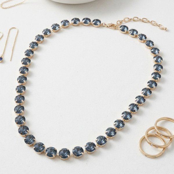 Miley - Faceted Round Gem Link Tennis Statement Necklace