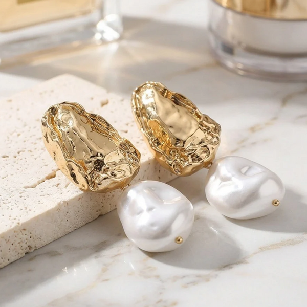 Acacia - Abstract Baroque Pearl Drop Statement Earrings