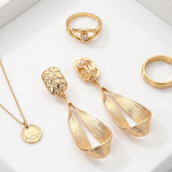 Sahra - Sculptural Open Teardrop Statement Clip-On Earrings