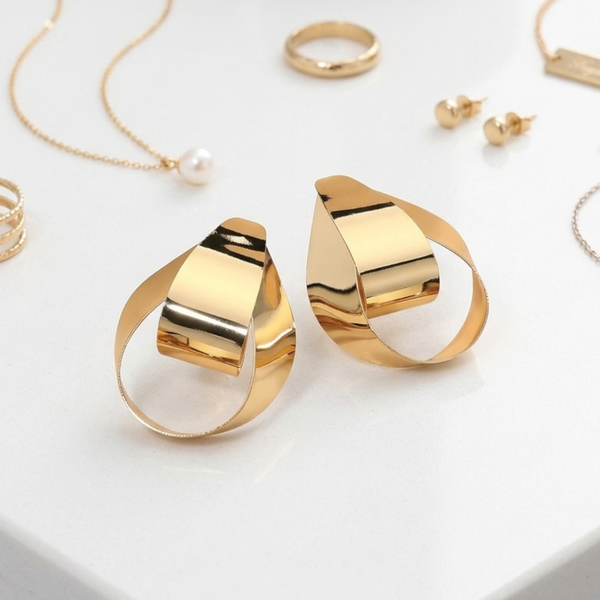 Kiara - Sculptural Teardrop Loop Statement Earrings