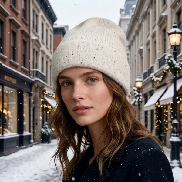 Maia - Sparkly Embellished Knit Winter Beanie Hat