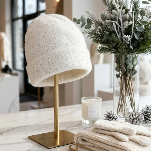 Maia - Sparkly Embellished Knit Winter Beanie Hat