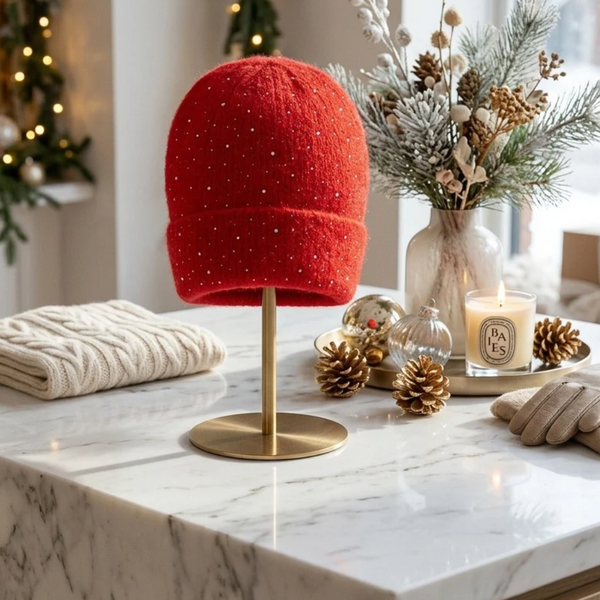 Maia - Sparkly Embellished Knit Winter Beanie Hat