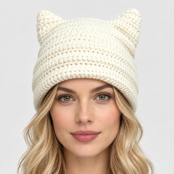 Opal - Crochet Cat Ear Winter Beanie Hat