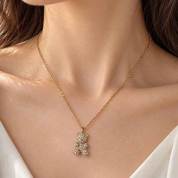 Brinley - Crystal Teddy Bear Pendant Necklace