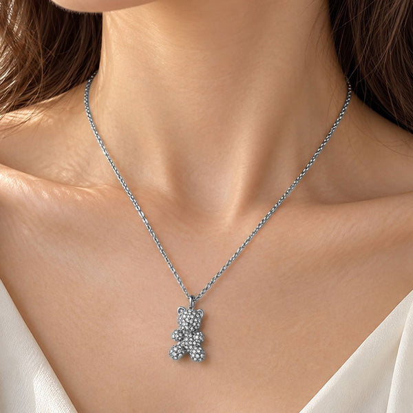 Brinley - Crystal Teddy Bear Pendant Necklace