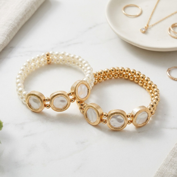 Mimi - Triple Organic Frame Layered Stretchable Bracelet