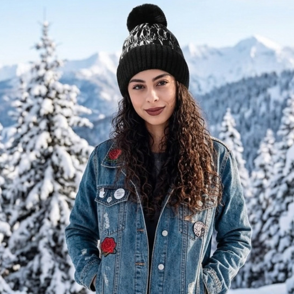 Opal - Fleece Lining Puffer Pom Pom Winter Hat