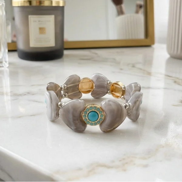 Jasmine - Western inspired  Charm Heart Beaded Stretch Bracelet