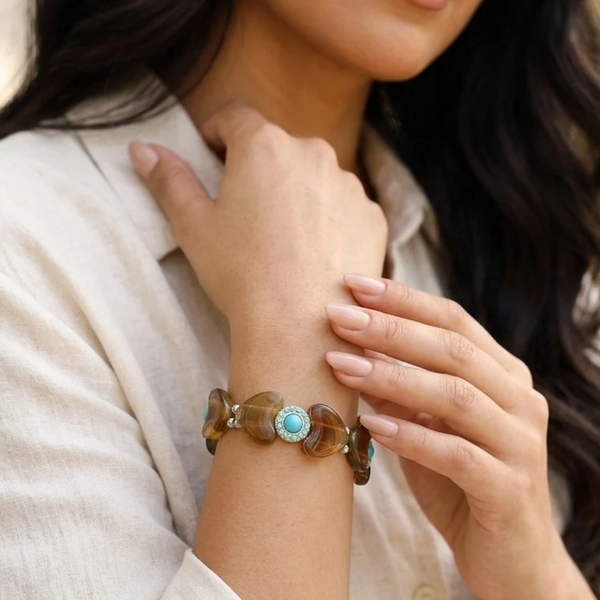 Jasmine - Western inspired  Charm Heart Beaded Stretch Bracelet