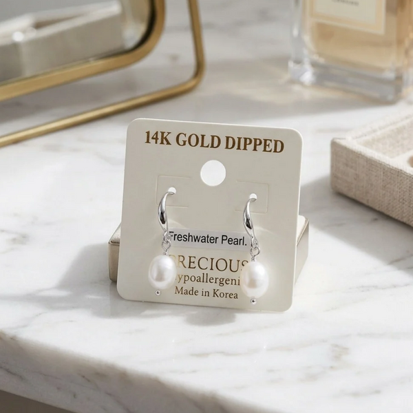 Amelia - 14K Gold Dipped Freshwater Pearl Drop Earrings