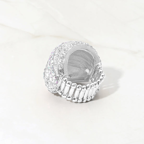 Cora - Rhinestone Pave Dome Stretchable Statement Ring
