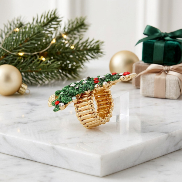Addison - Rhinestone Christmas Tree Holiday Statement Ring