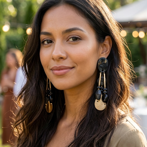 Ivy - Oversized Resin Beaded Drop Statement Earrings