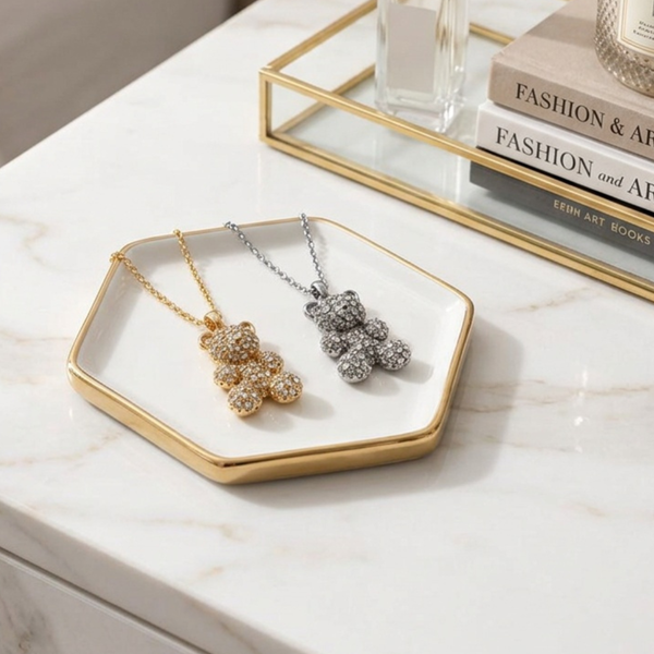 Brinley - Crystal Teddy Bear Pendant Necklace
