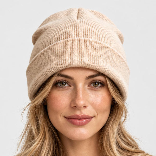 Maia  - Satin Lined Solid Knit Winter Beanie Hat