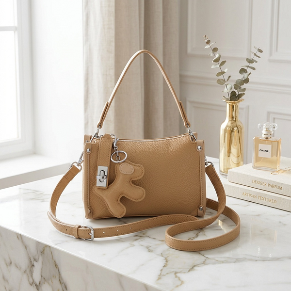 Hailey - Faux Leather Dog Bag Charm Mini Shoulder/Crossbody Bag