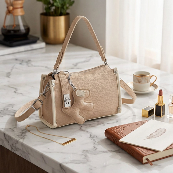 Hailey - Faux Leather Dog Bag Charm Mini Shoulder/Crossbody Bag