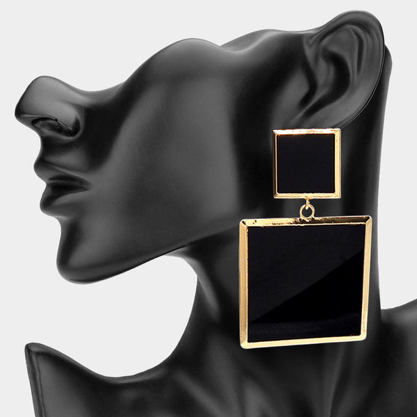 Iggy - Oversized Double Square Drop Earrings