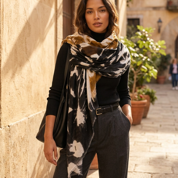 Viola - Lightweight Oversized Bold Tie-Dye Print Shawl Wrap Scarf