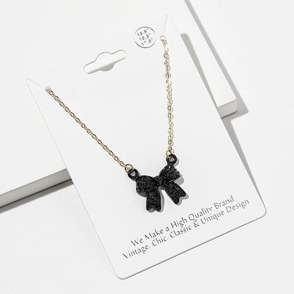 Maria - Rhinestone Bow Pendant Necklace