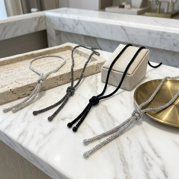 Theodora - Bling Studded Knot Pendant Necklace