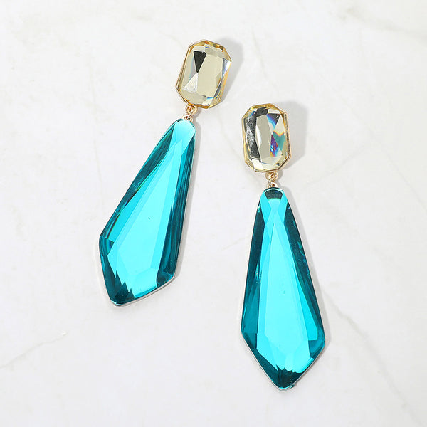 Hailey - Faceted Long Teardrop Statement Earrings