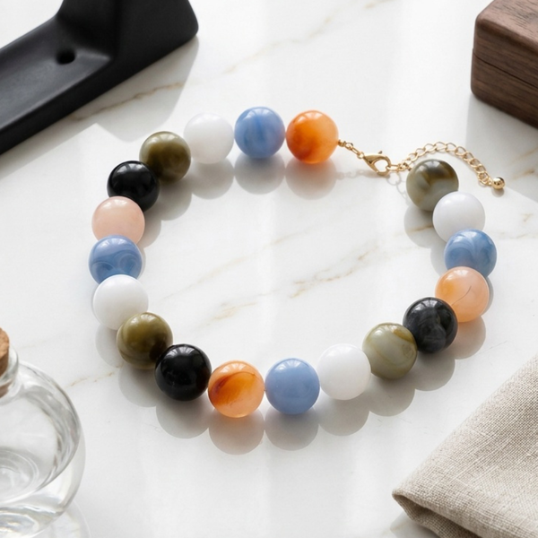 Ariana - Marbled Beaded Necklace