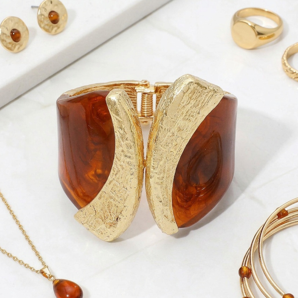 Polly - Bold Sculpted Hinged Bangle Statement Bracelet