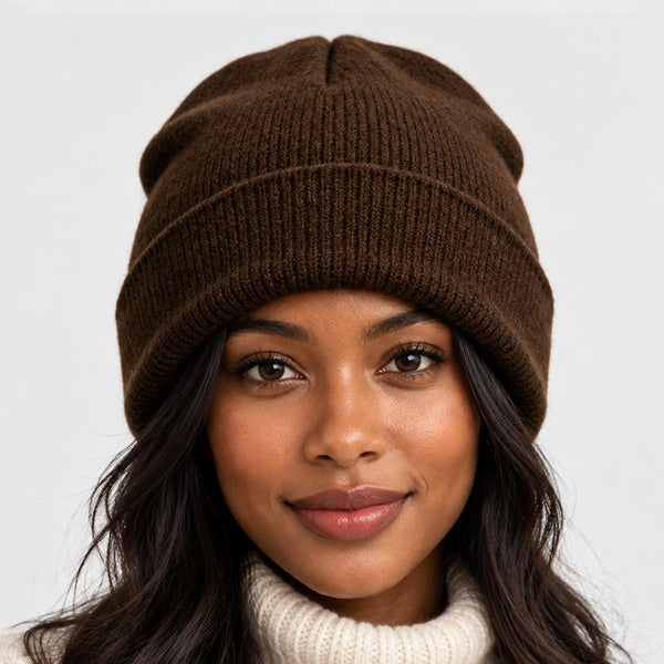 Maia  - Satin Lined Solid Knit Winter Beanie Hat