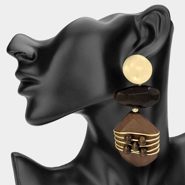 Allegra - Oversized Double Rock Drop Statement Earrings