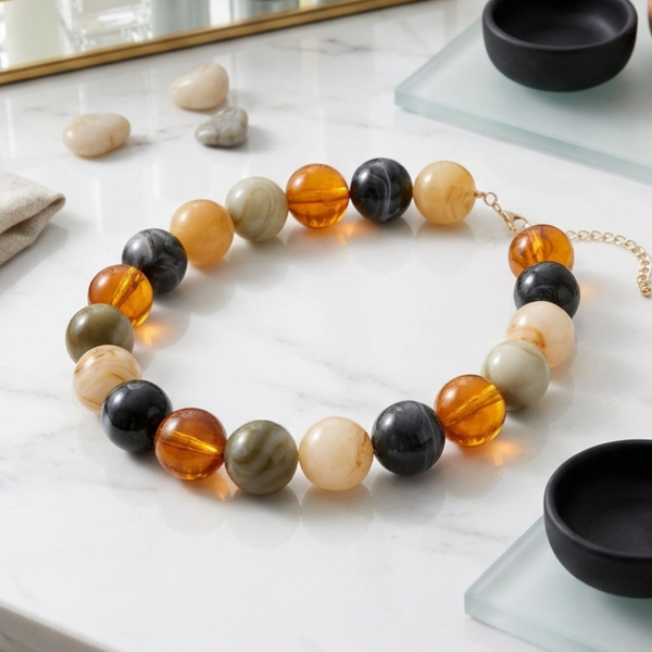 Ariana - Marbled Beaded Necklace